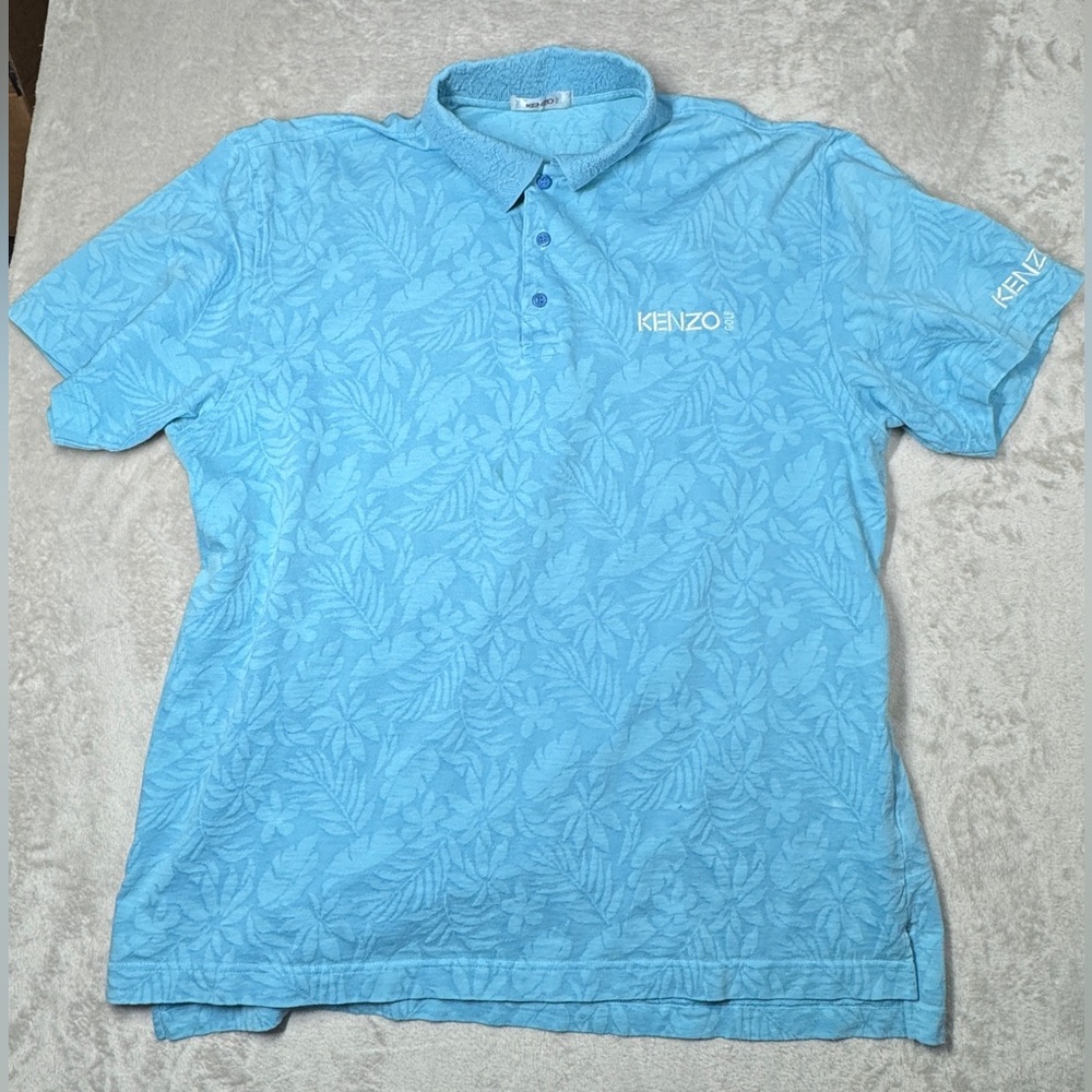Kenzo Golf Vintage Tropical Floral Polo Shirt - Blue XL
